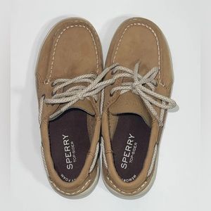 Sperry Top Sider Boys Size 1 M Gamefish 3 Eye Boat Shoe Tan YB 56564 EUC